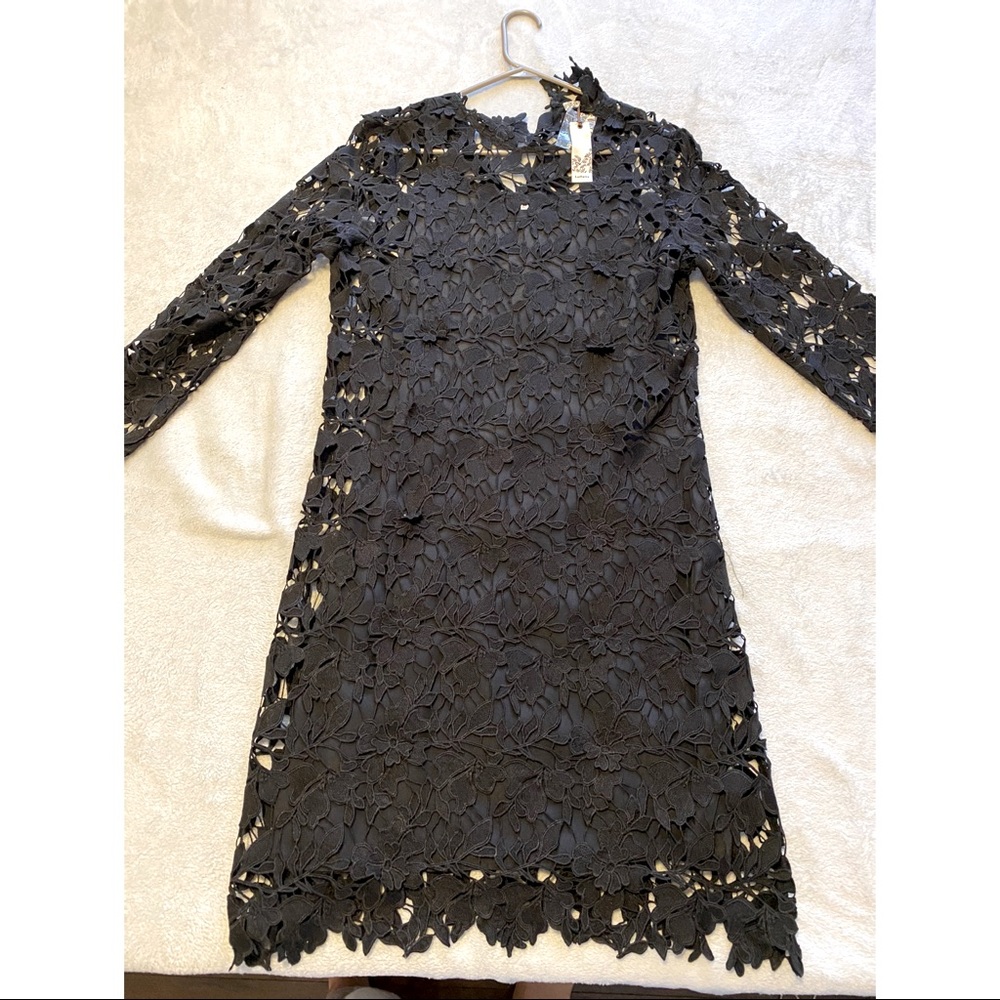 Black Lace Dress - Long Sleeve size M